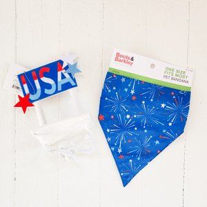 Boots & Barkley USA Pet Headwear and Fireworks Bandana Red White and Blue